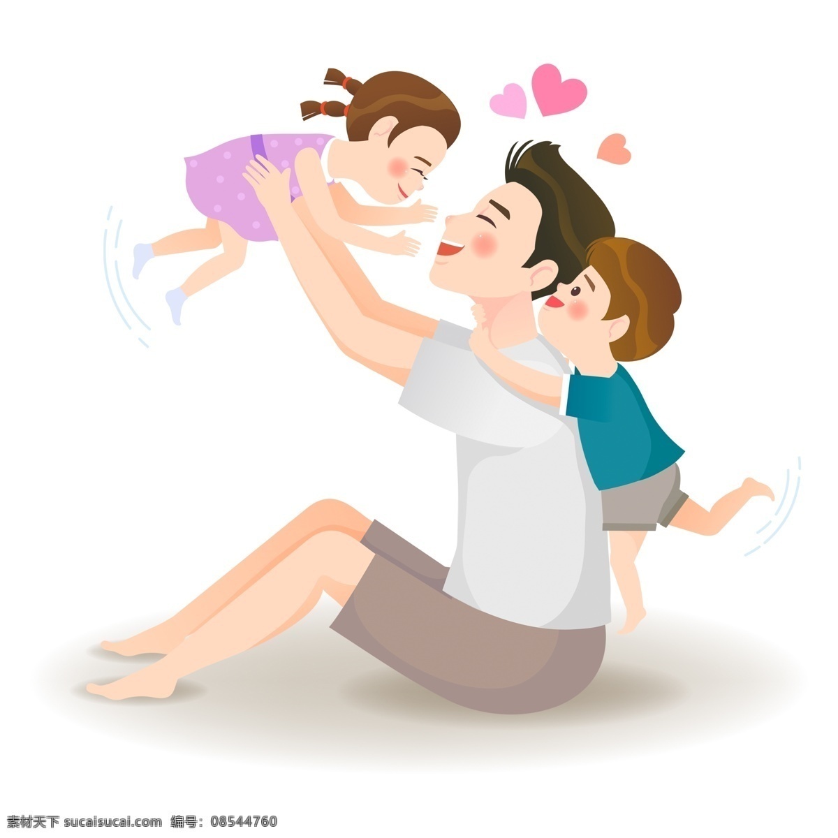 温馨 家人 互动 装饰 元素 装饰元素 手绘 美丽 爱心 家长 孩子 父亲
