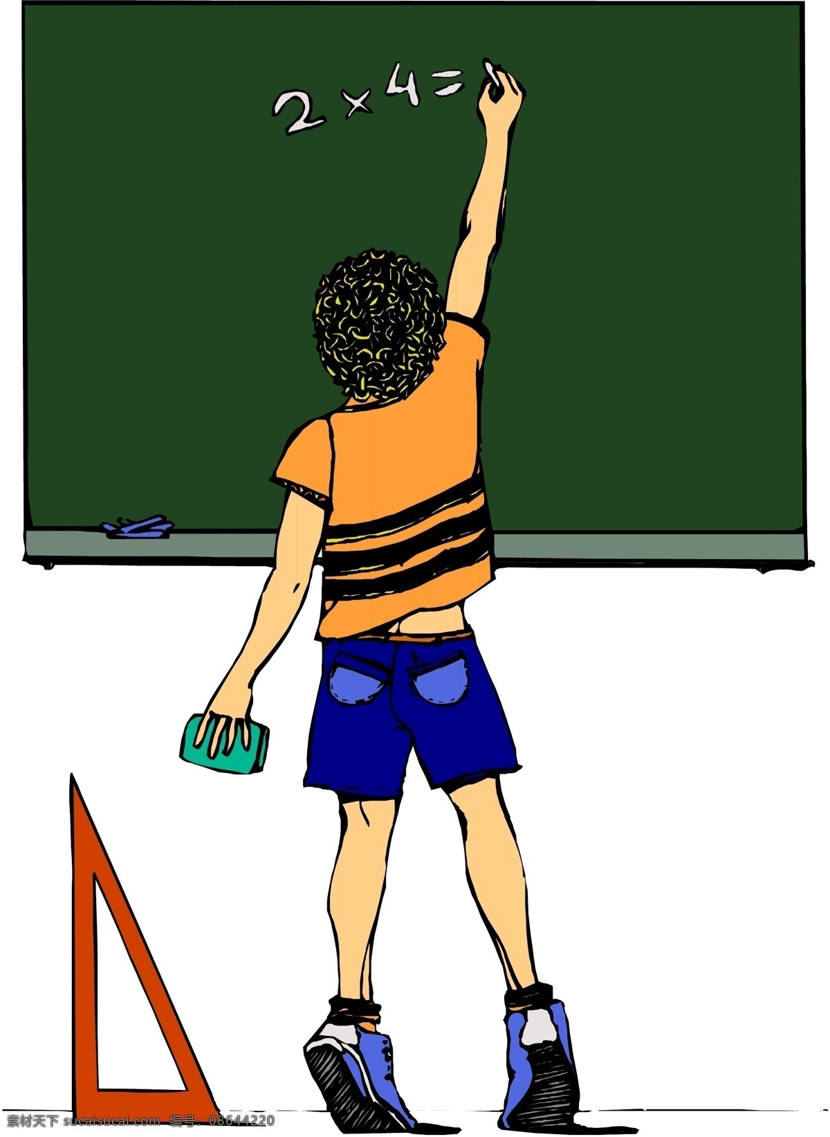 数学课 黑板 矢量学生背影 小生乘法 矢量图 其他矢量图