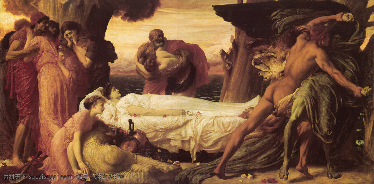 绘画书法 世界名画 文化艺术 油画 大力士 摔跤 身亡 阿尔 刻 提 斯 设计素材 模板下载 弗雷德里 克莱顿 家居装饰素材