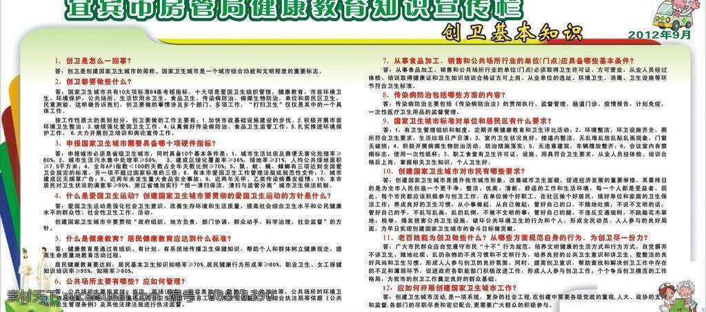 健康教育 宣传栏 创卫 健康 教育 展板模板 矢量 其他展板设计