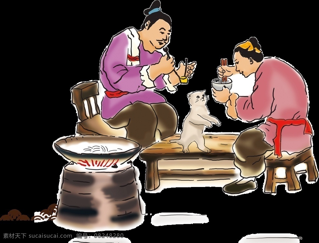 古代人物 国风 古代 人物 传统 工艺 插画 手工工艺 美食