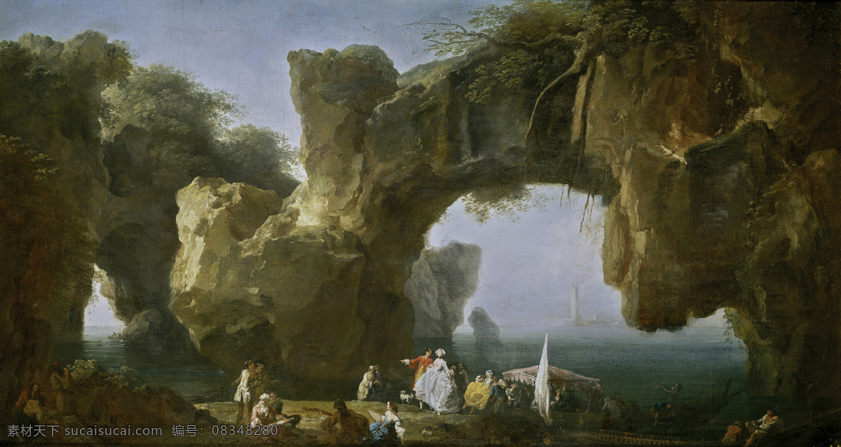 大师 画家 古典 画 建筑 景物 装饰画 油画 sorrento vista marina joseph claude vernet 人物 高清 西方 国外 现代 家居装饰素材