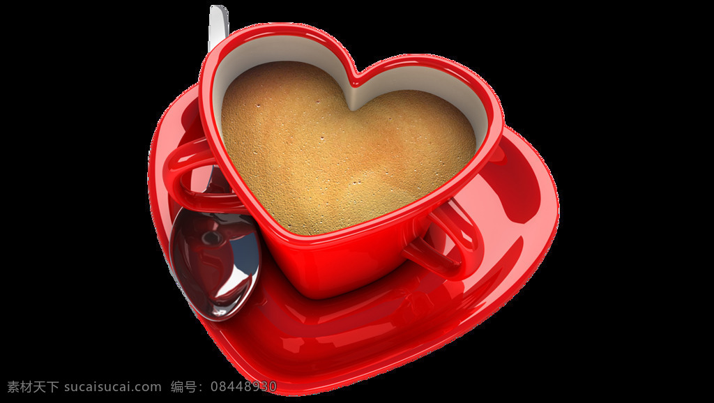 红色 心形 咖啡杯 元素 png元素 杯垫 杯子 咖啡 免抠元素 透明素材