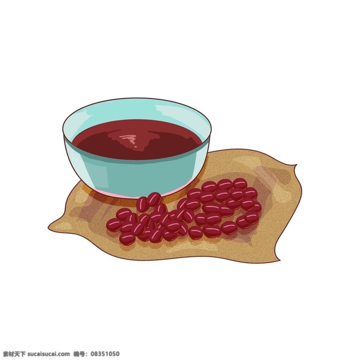 卡通 手绘 美食 食物 红豆 汤 滋补 养生 红豆汤 食品 秋天 传统 豆类 豆 装饰图案