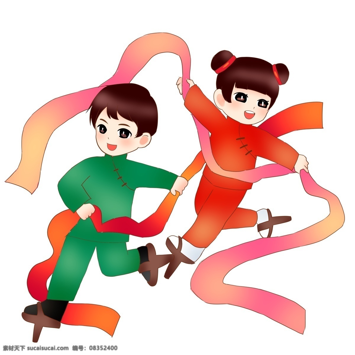农历 新年 习俗 扭秧歌 跳舞 女孩 欢乐 喜庆 运动 舞动 男孩 美好 乙亥年 猪年 活泼快乐 旧习俗