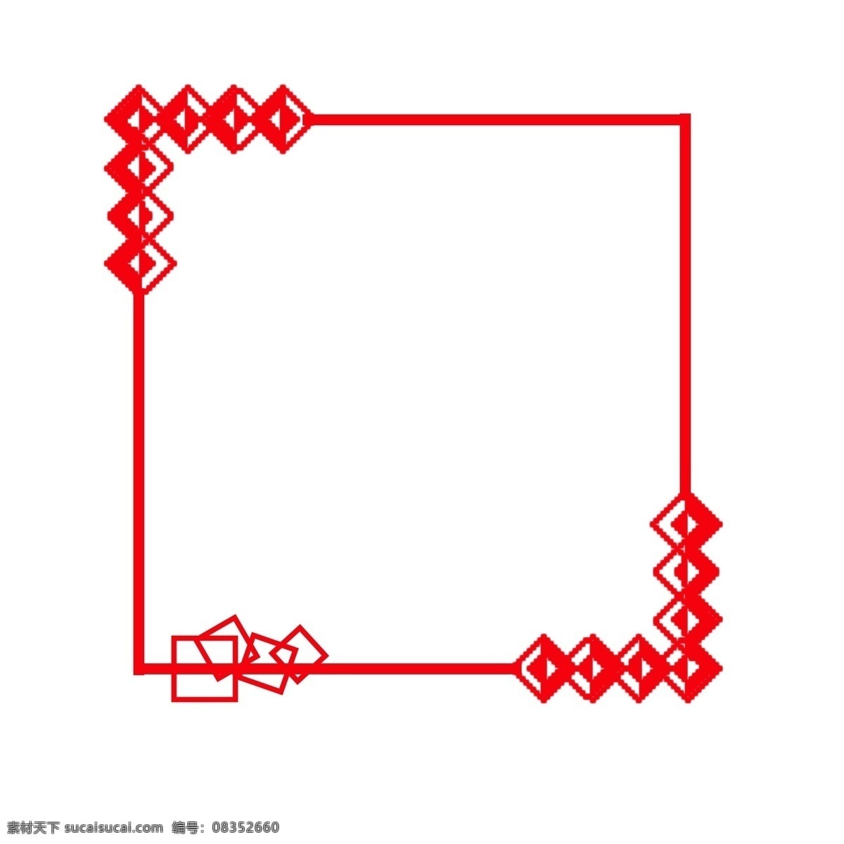 大红色 中 国风 古典 纹理 边框 商用 简约 中国风 古风 方块 纹理边框 可商用 方框