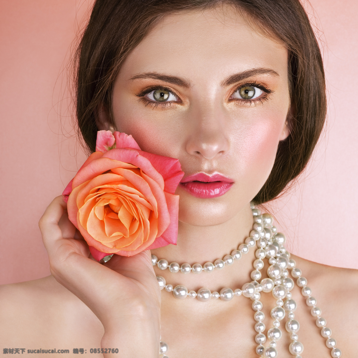 欧美女性 彩妆 护肤 花朵 欧美 女性 人物写真 人物图库