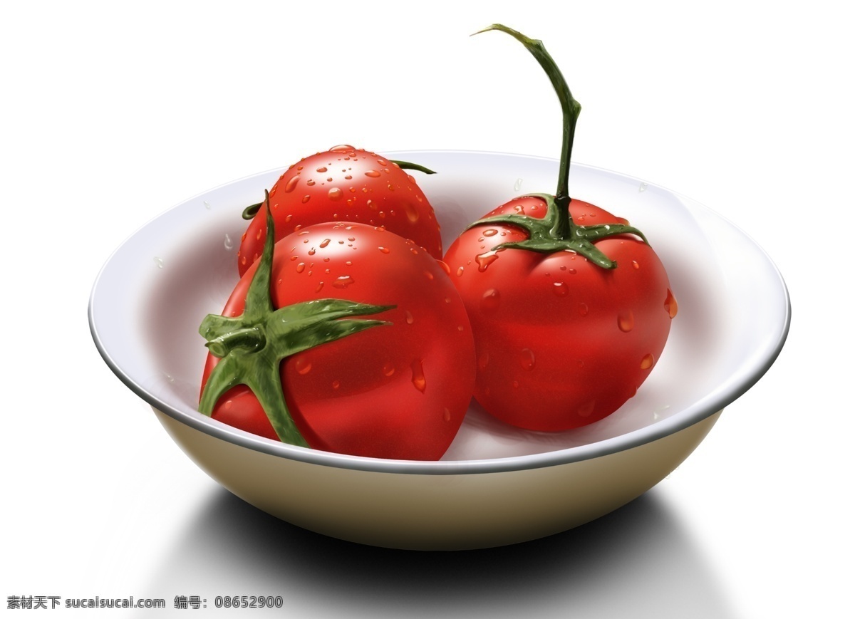 分辨率 三个 西红柿 美食 静物 食品 水果 红色 白底