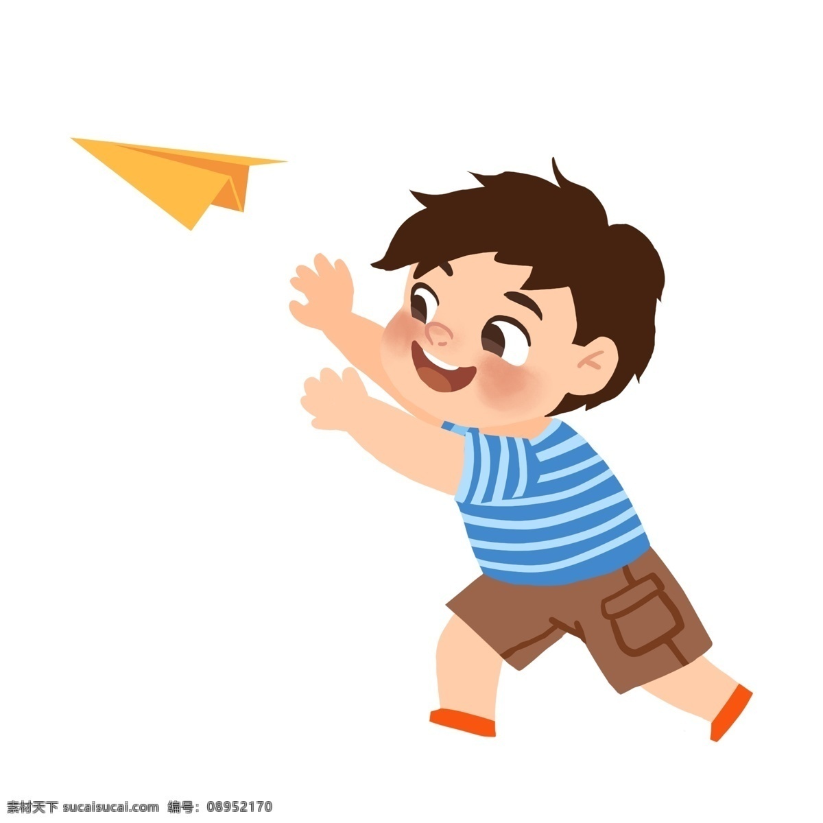 小 男孩 玩 纸 飞机 原创 手绘 卡通 小男孩 开心过六一 六一愉快 玩具宝贝 心爱的纸飞机 小飞机 放飞纸飞机机