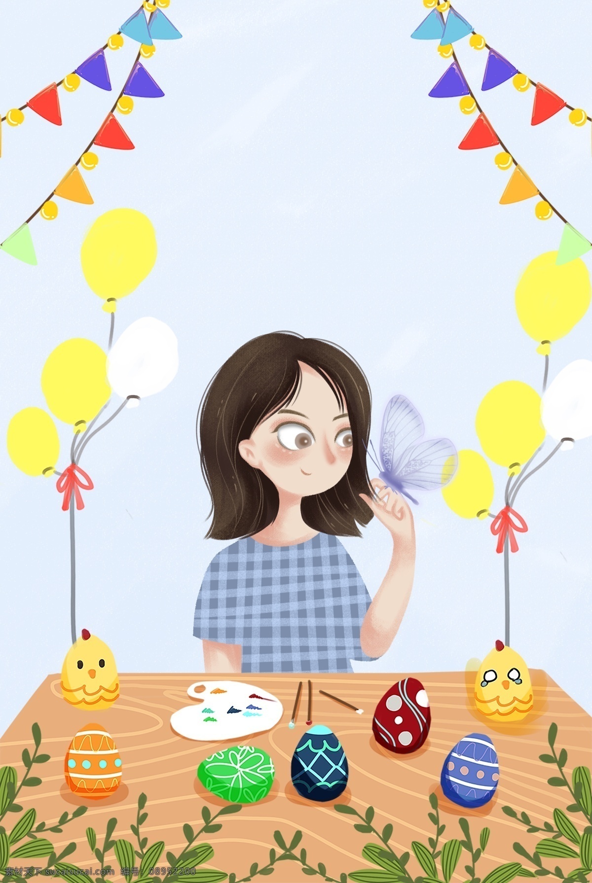 手绘 美术 课堂 教育 海报 插画风 女生 教师 艺术 学习用品 服装