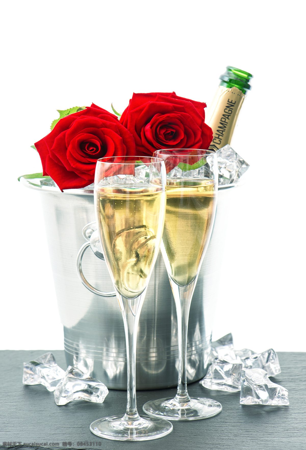 玫瑰花 香槟酒 花朵 冰块 其他类别 生活百科