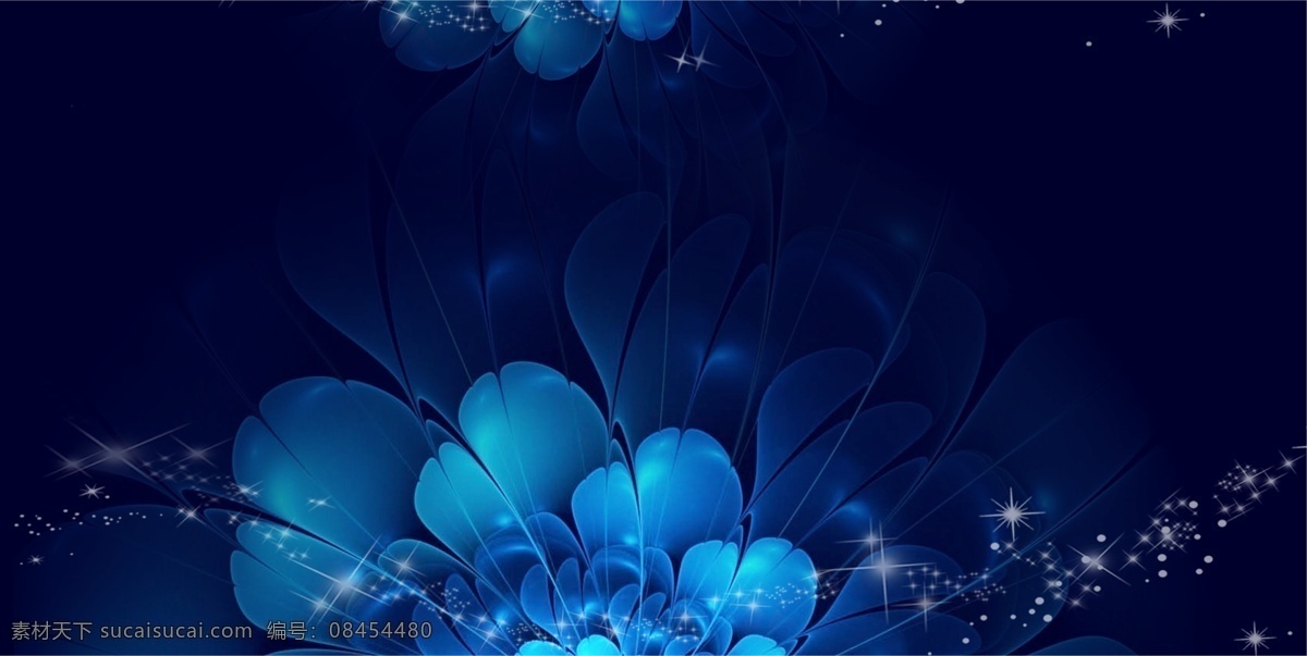 深蓝色 花朵 星星 背景 元素