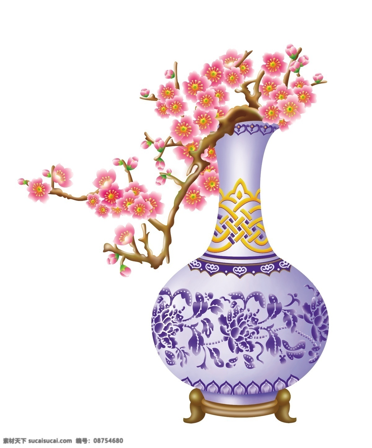 花瓶 梅花 花枝 分层 源文件