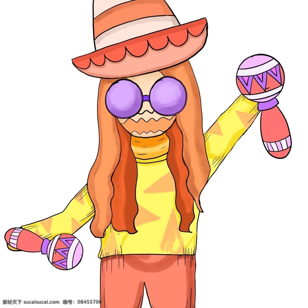 音乐 少女 涂鸦 卡通 插画 女孩 乐器 人物设计