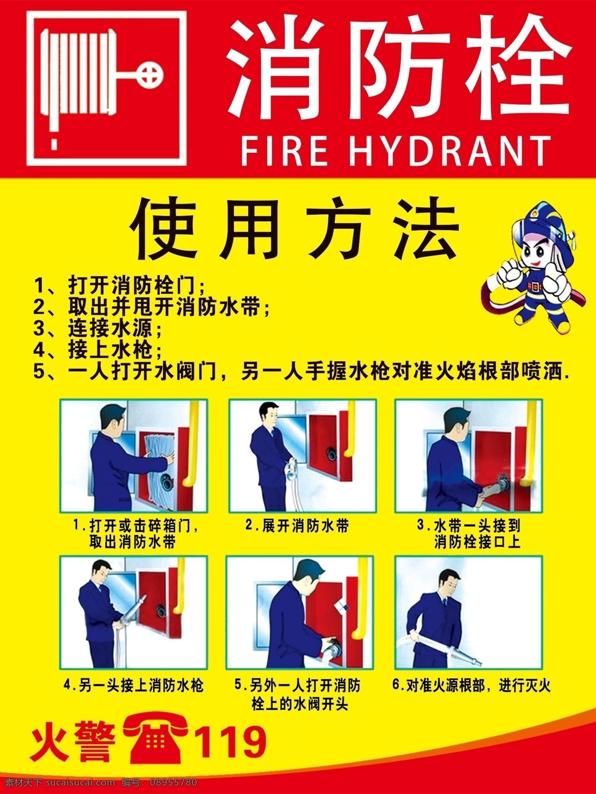 消防栓 使用方法 使用 方法 灭火 展板 广告牌