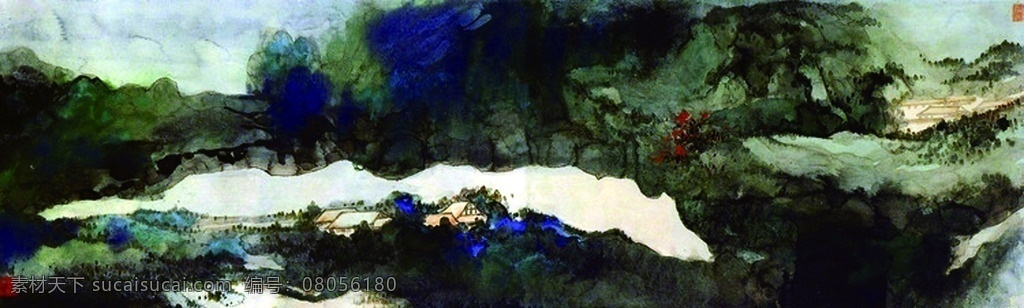 张大千 高清 泼墨 山水 国画 国画精品 文化艺术 绘画书法