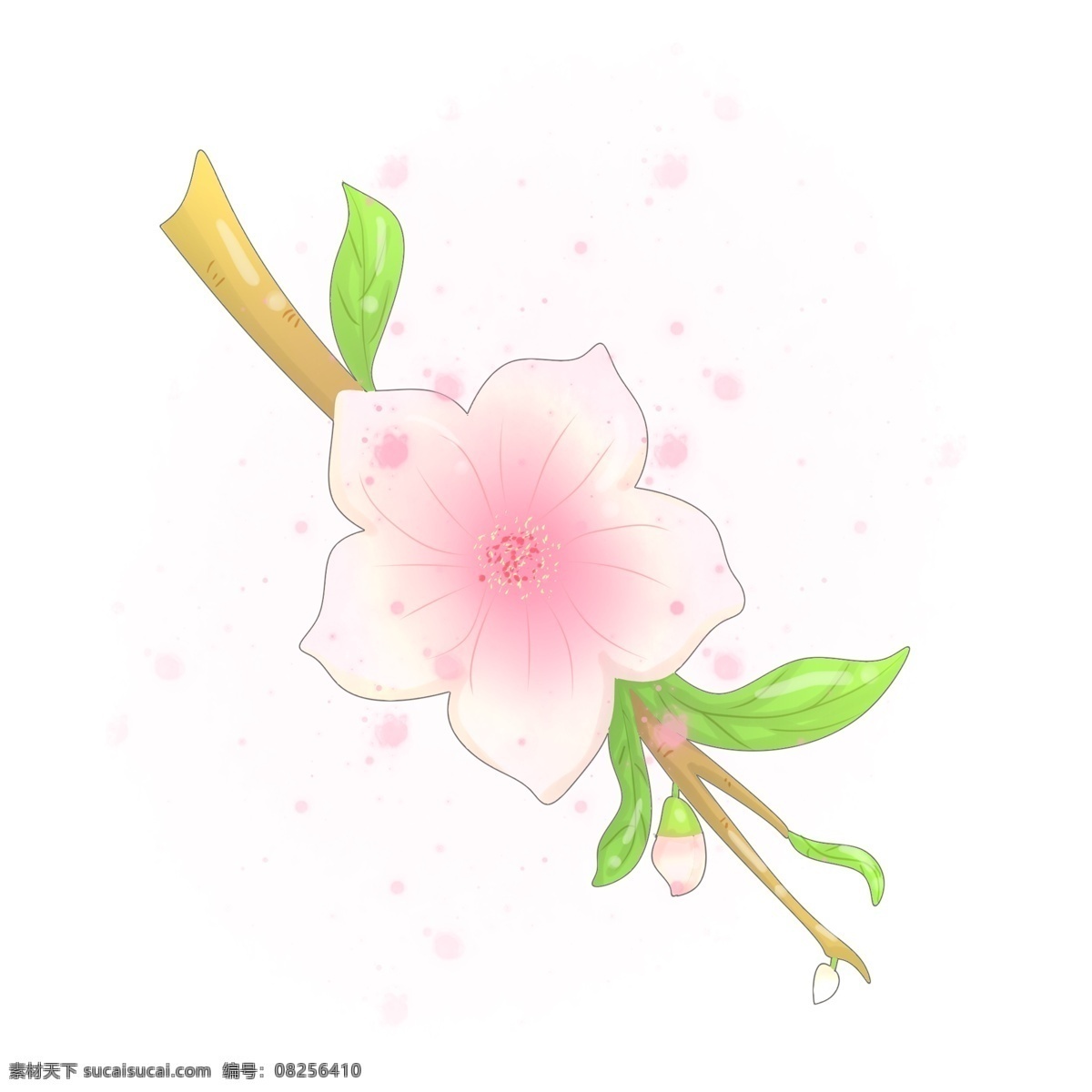 精美 桃花 装饰 插画 精美桃花 粉色的桃花 绿色的叶子 漂亮的桃花 立体桃花 卡通桃花 桃花装饰