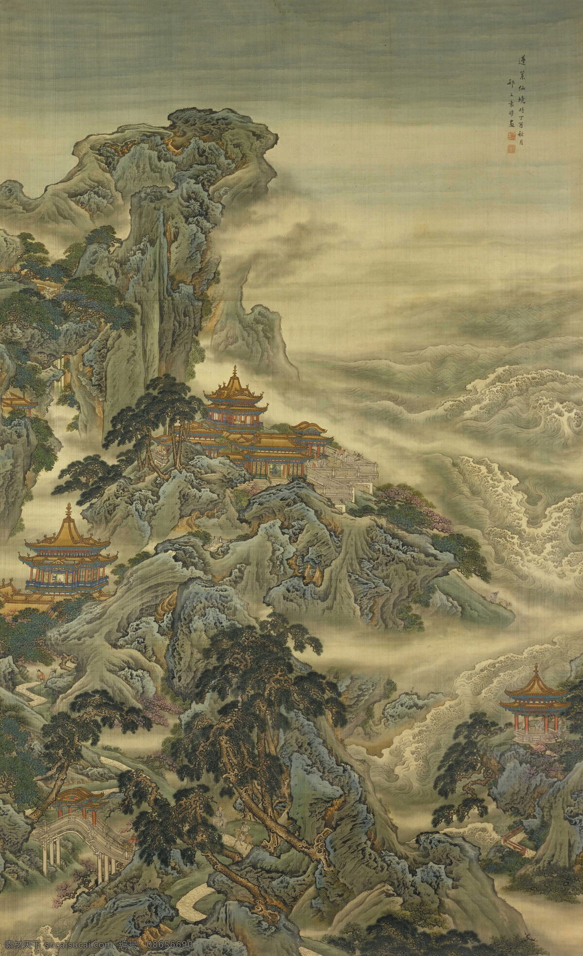 骊山避暑图 界画 袁江 宫廷画师 清朝 艺术 文化艺术 绘画书法