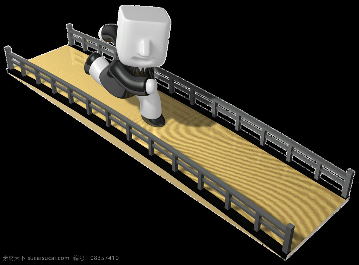 3d小人元素 3d 小人 木板桥 奔跑
