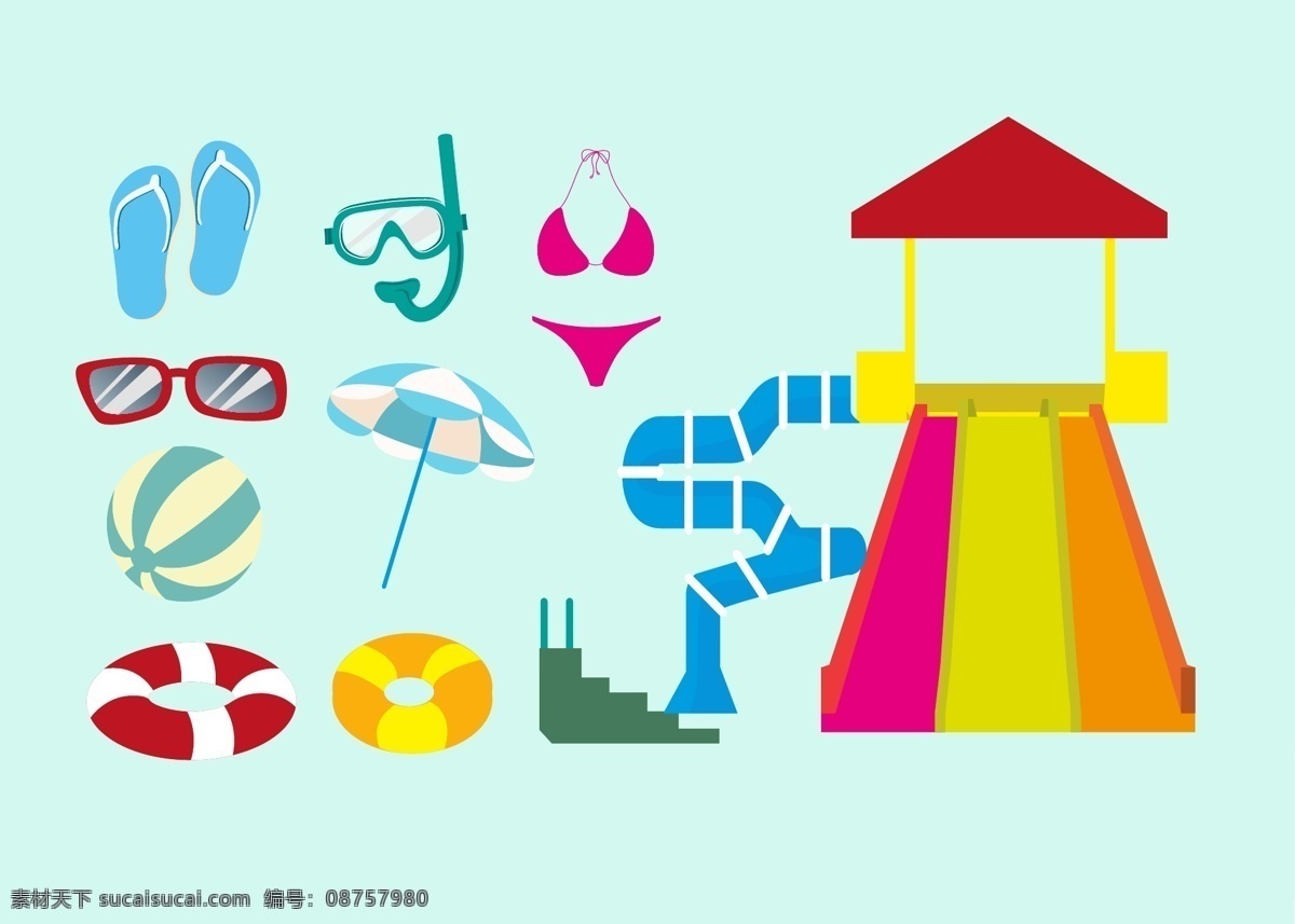 夏季 度假 图标素材 假期 度假图标 夏季素材 矢量素材 海滩 沙滩 度假插画 旅行 手绘图标 假期图标
