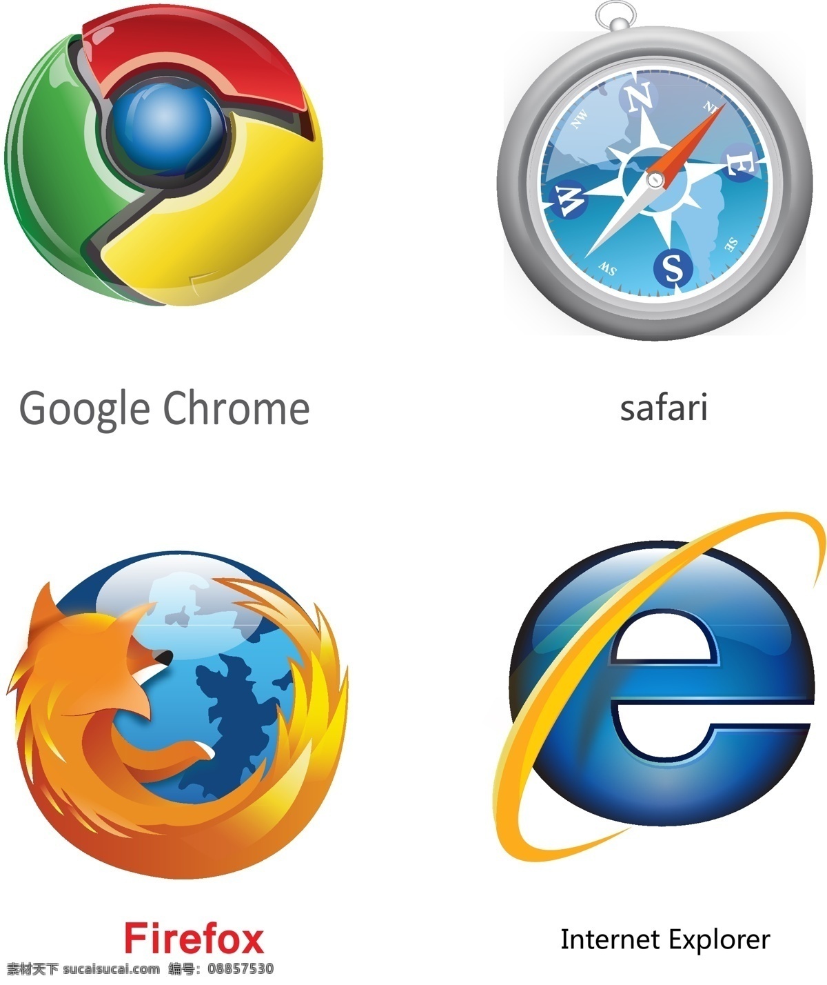 大 浏览器 图标 矢量 微软 ie 谷歌 chrome firefox 火狐 safari 标识标志图标