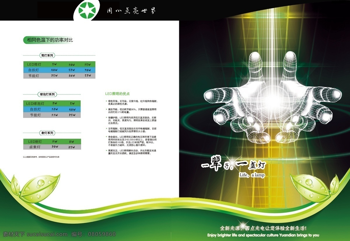 光电 科技 公司 画册 广告设计模板 画册设计 数码 双手 星光 叶子 源文件 矢量图 现代科技