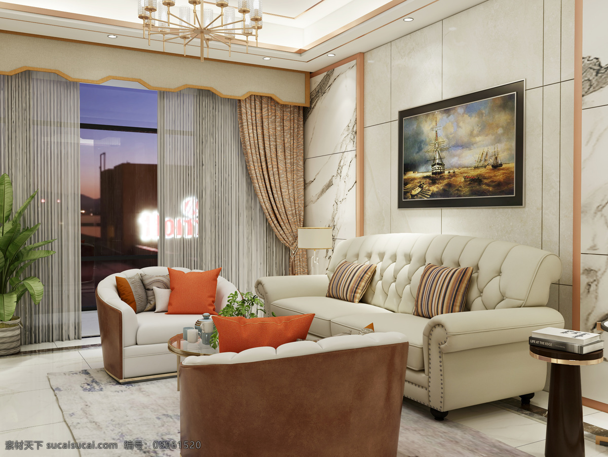 欧式客厅 客厅 轻奢 美式 美式客厅 灰色 金色 黄色 点缀 轻奢客厅 现代客厅 室内设计 室内装饰 家居设计 室内效果图 室内挂画 茶几 沙发 环境设计