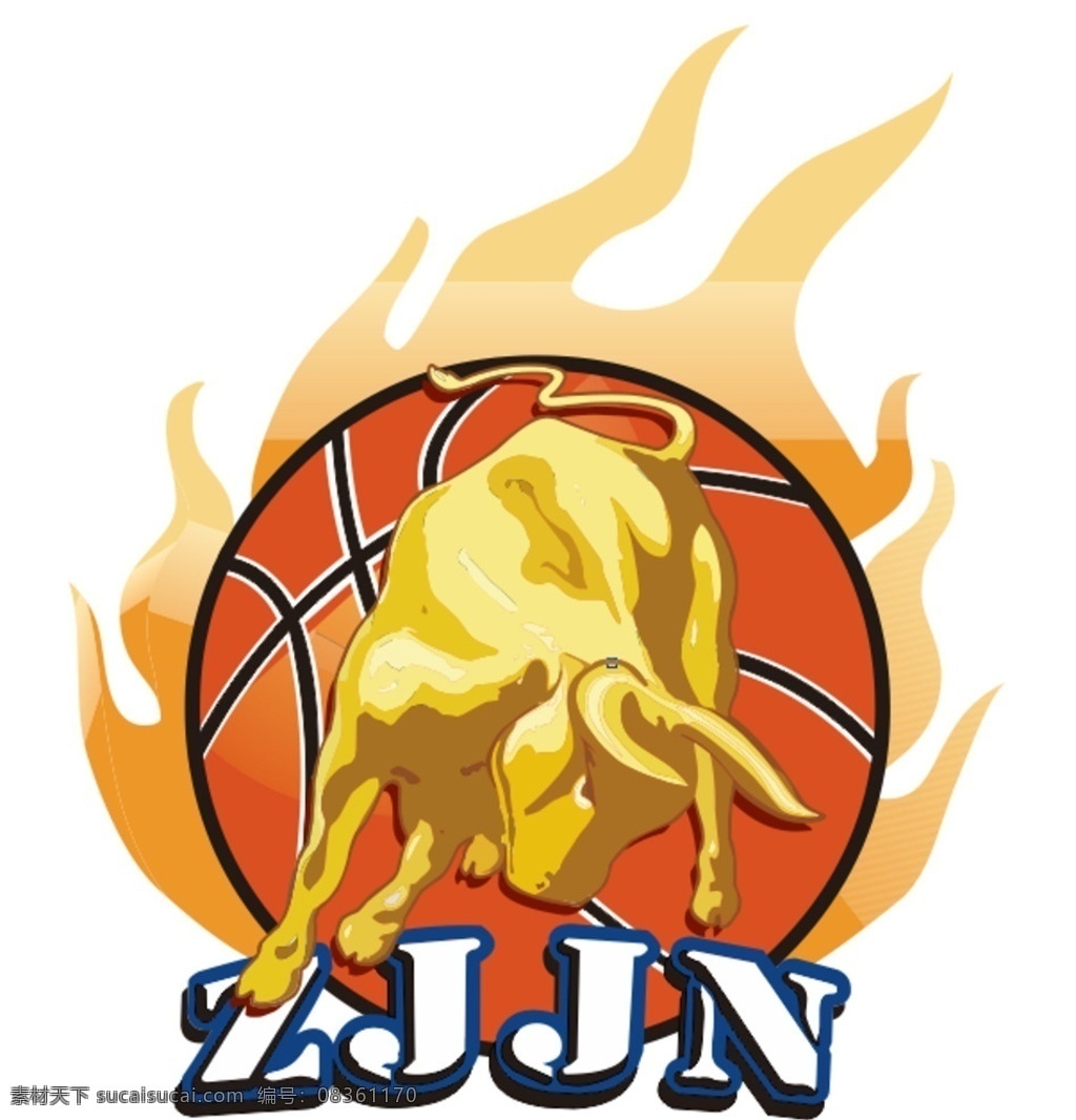 篮球队标志 篮球标志 金牛 力量 写真 插图