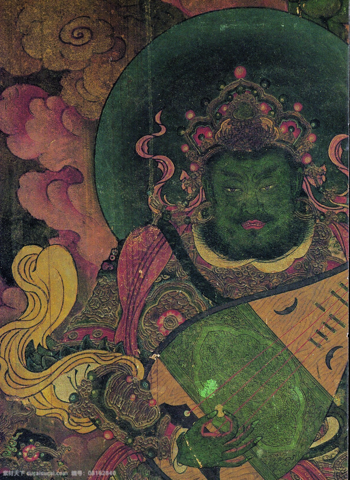 法海 寺 壁画 38 东方 持 国 天王 局部 设计素材 中国古典 壁画世界 书画美术 灰色