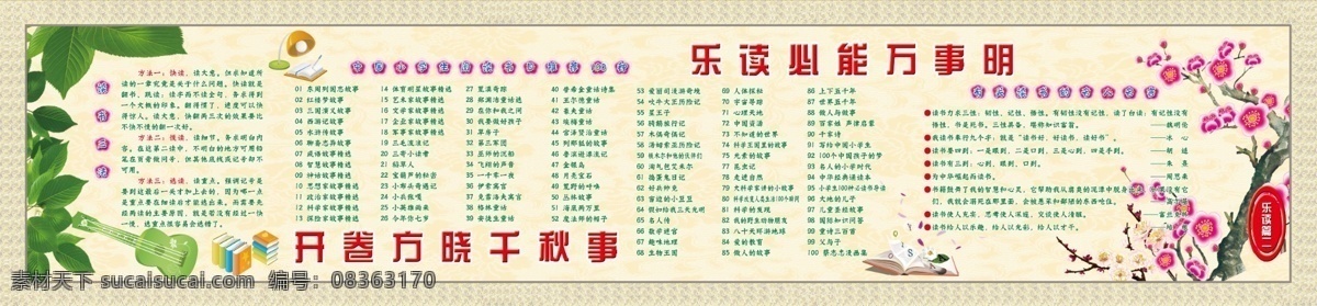 校园文化墙 梅花 树叶 德育教育 学校文化 文化墙 走廊文化 学校 校园 展板 图版 小学 校园文化 小学展板 小学文化墙 乐读 分层