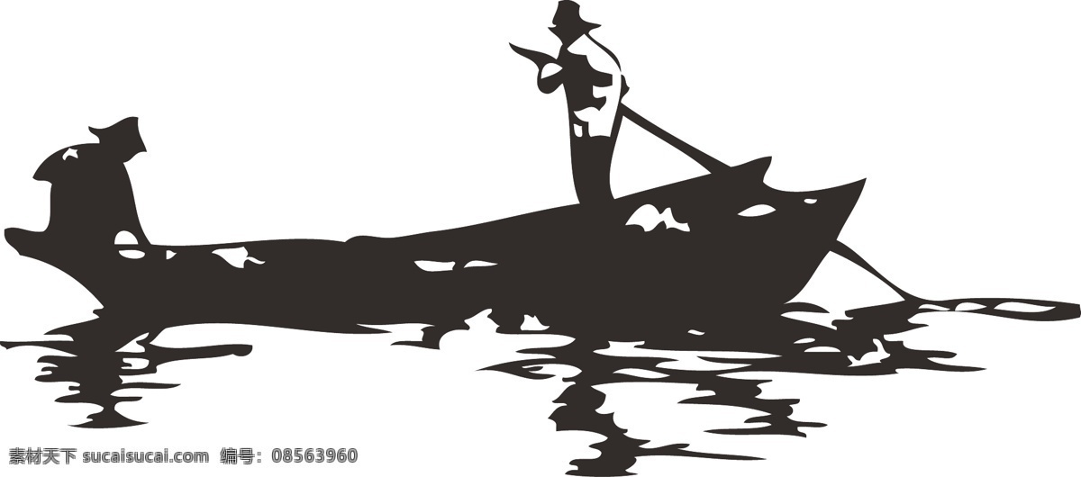 渔民 线描图 矢量图 划船 打鱼 生活方式 白描图 传统文化 文化艺术