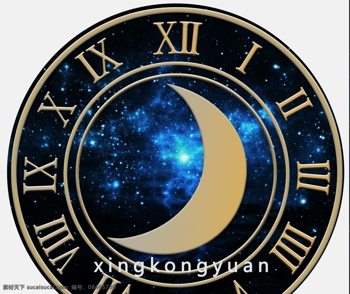 星空圆 星空 蓝色 蓝色星空 时间 月亮 金色 黄色 时钟 字母 星座 婚礼 婚礼设计 婚礼效果图 黑色 圆 圆环