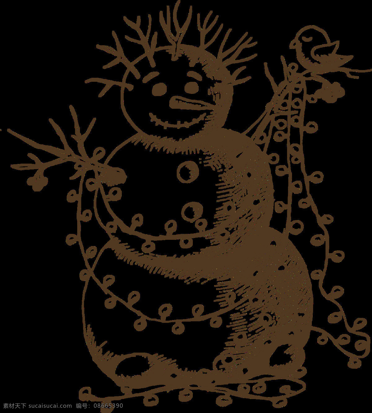 手绘 灯饰 雪人 图案 png素材 免抠元素 圣诞挂件 透明元素