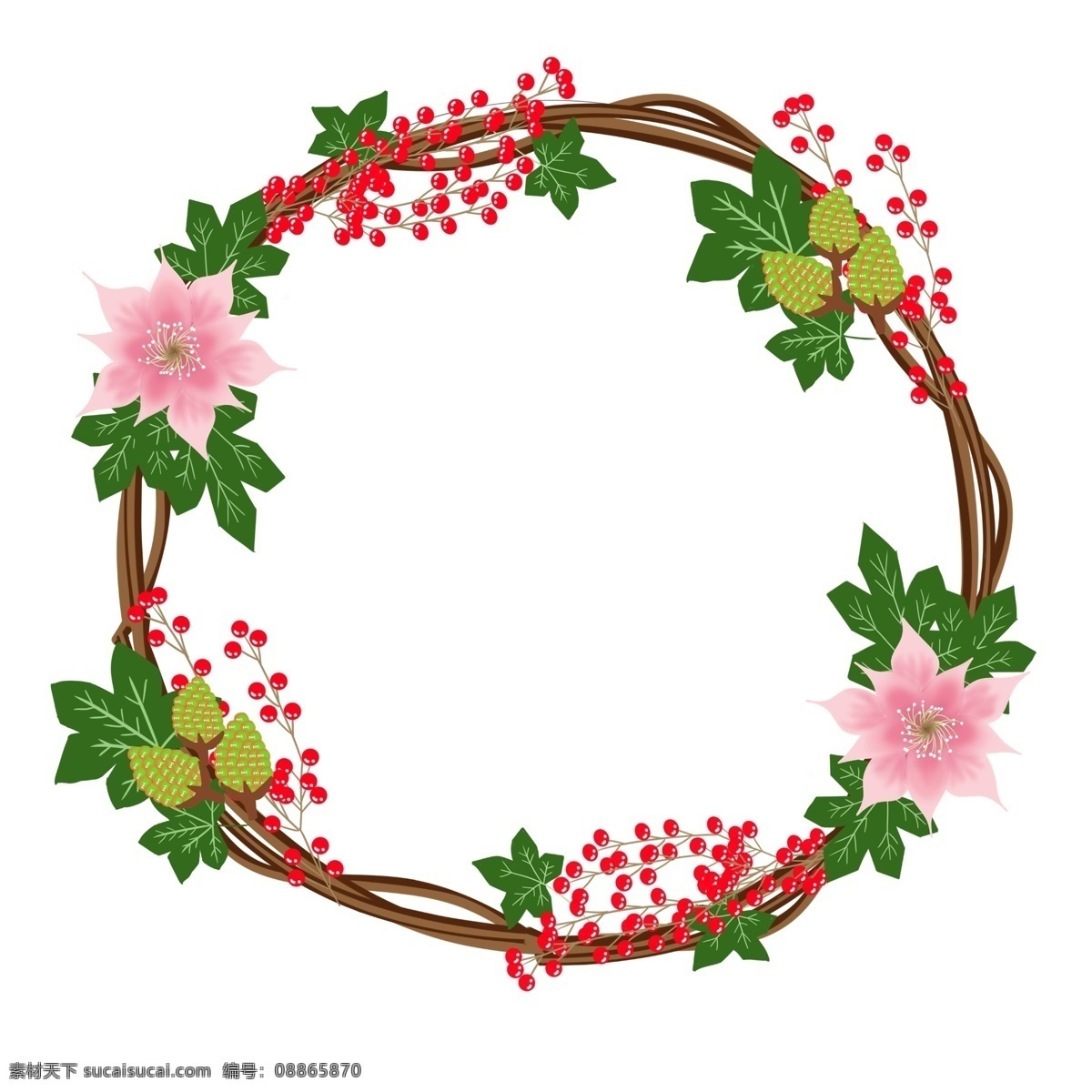 美丽 花朵 花环 插图 花朵花环 蓝色花儿 植物