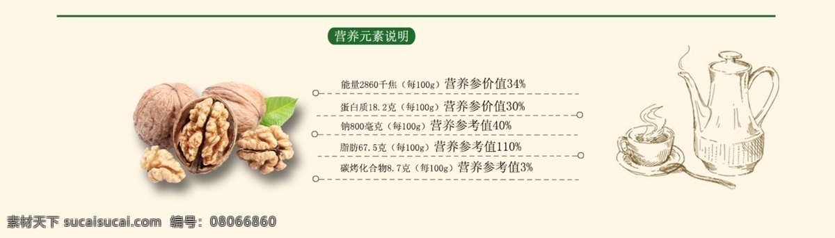 核桃 营养 风格 核桃营养成分 psd源文件 餐饮素材