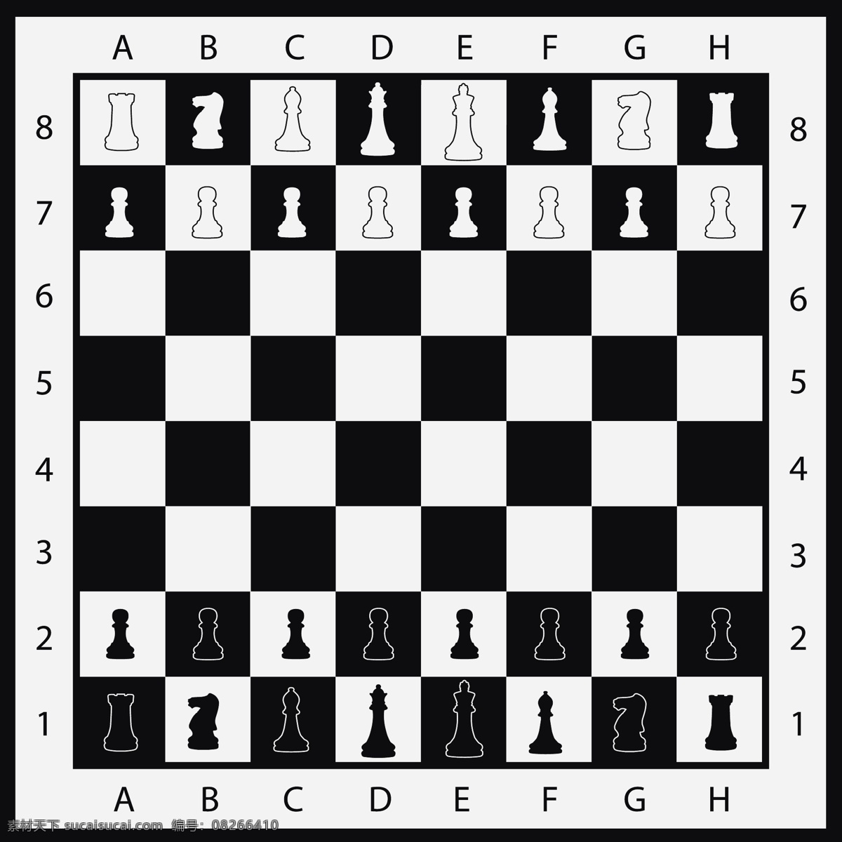 黑白棋盘 格子棋盘 国际象棋 象棋 棋子 生活百科 矢量素材 白色