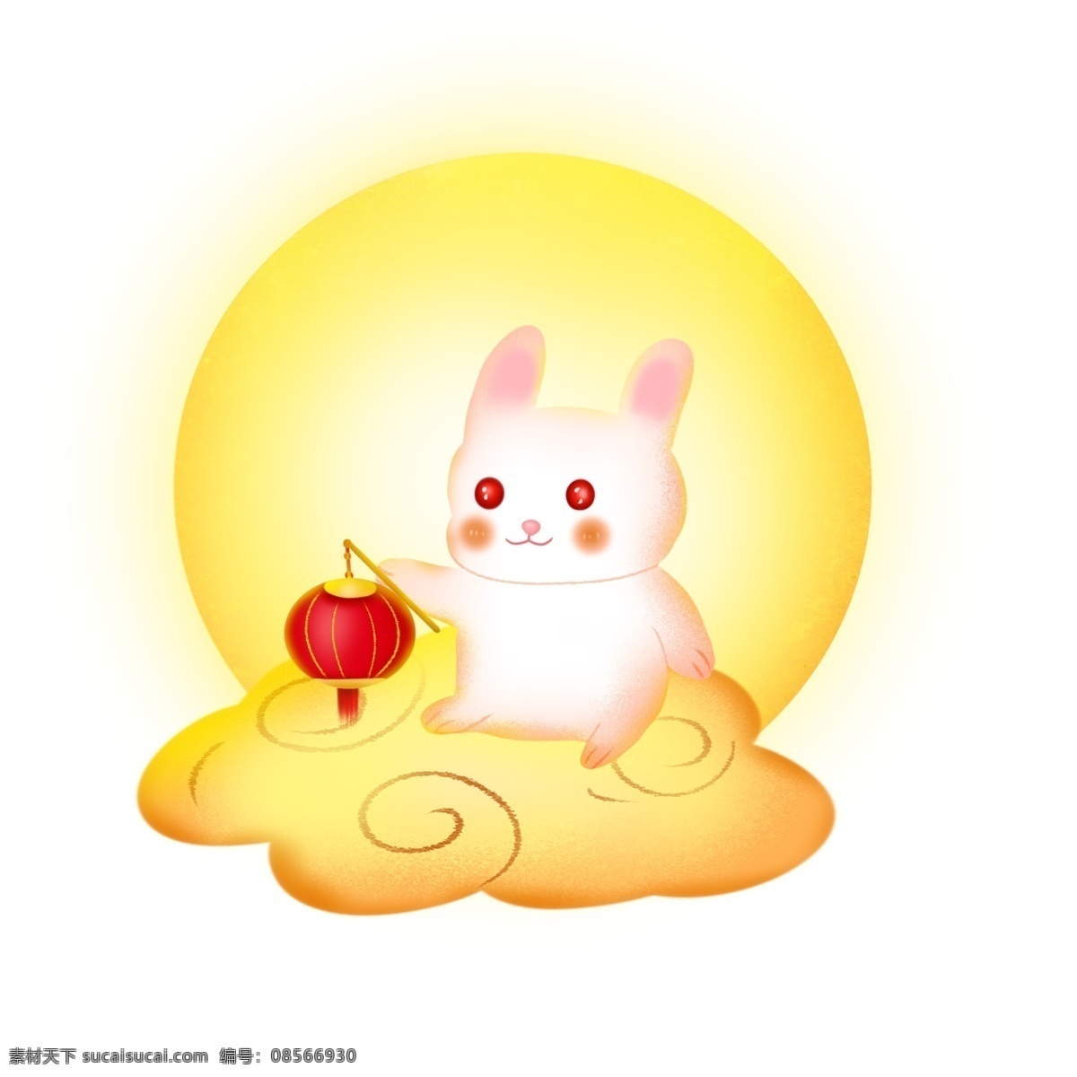 中秋节 可爱 兔子 祥云 月亮 元素 中秋 玉兔 灯笼 团圆 节日元素