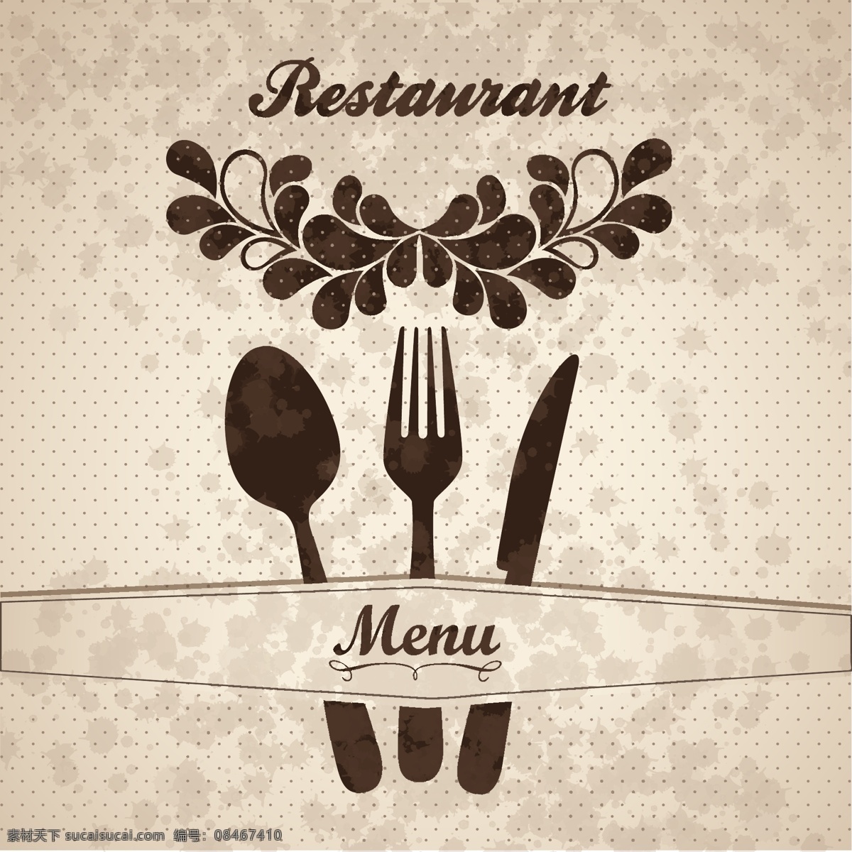 菜单 封面设计 矢量 餐厅 模版 倒茶 勺子 menu 饮食 封面 底纹 丝带 矢量素材 eps格式 白色