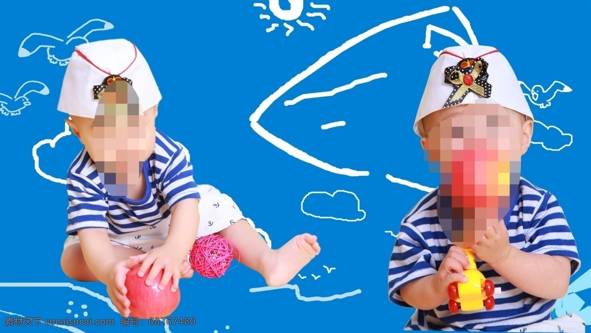 儿童 海洋 相册 版式 蓝色