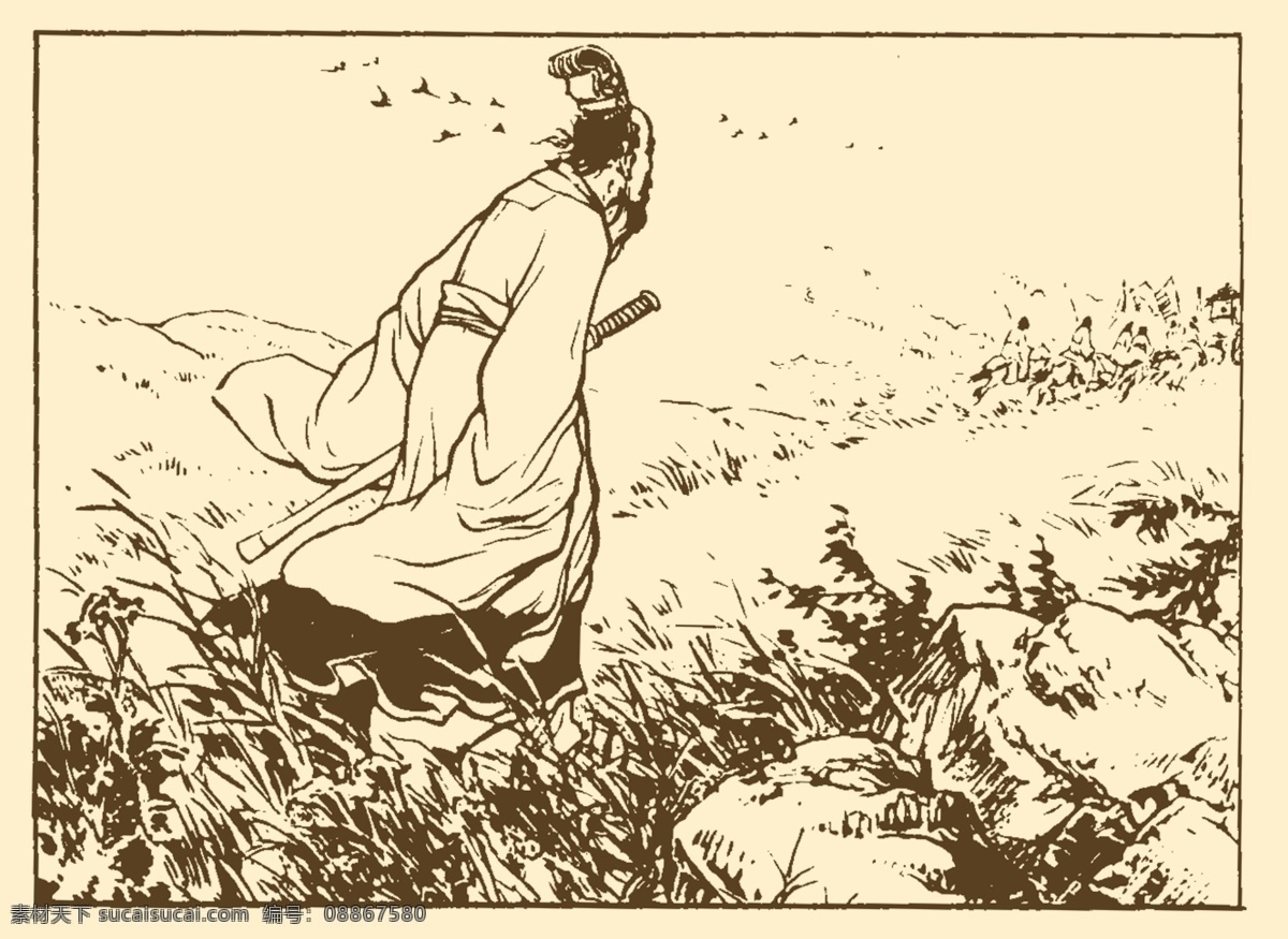分层 白描 传统文化 端午 故事 连环画 屈原 人物 古代故事画库 屈原素材下载 屈原模板下载 粽子 传统故事 源文件 节日素材 端午节