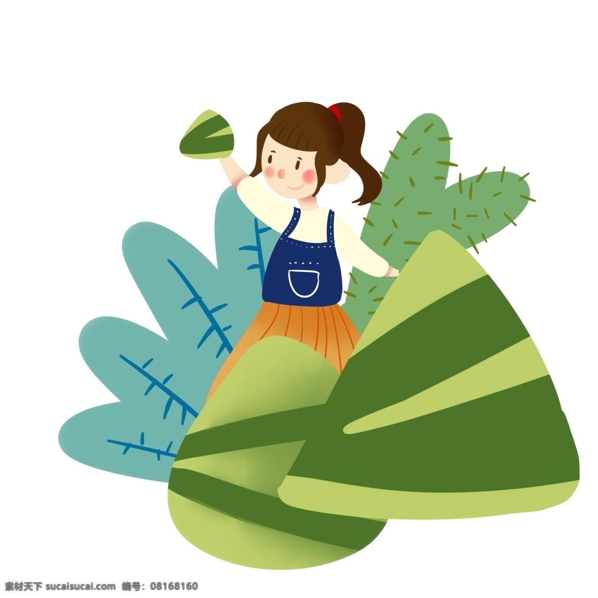 端午节 可爱 小女孩 粽子 端午 屈原 纪念屈原 习俗 思念 手绘 墨迹 彩色 插画 夏天 生动 国风 水墨