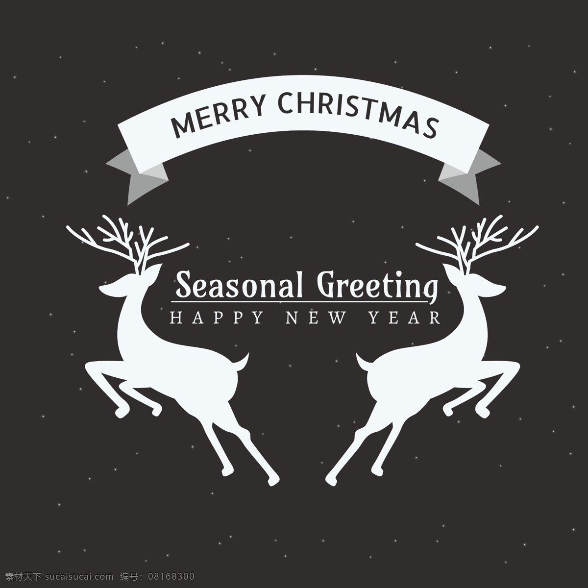 季节性 鹿 圣诞贺卡 丝带 圣诞 快乐 新的一年 快活 圣诞节 冬季 庆祝活动 雪花 新建 新年 庆祝 问候