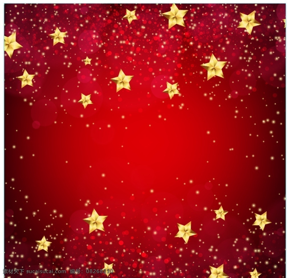 红 底 金色 星星 金 红色 灯光 背景虚化 黄金 明星 明亮 有光泽 带 最新矢量素材