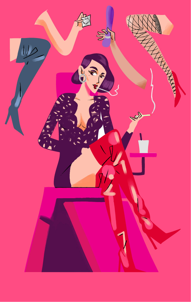 商业插画系列 插画 平面设计 红色 人物 dm 丝袜 手绘 粉色 sex 女人 海报 h5