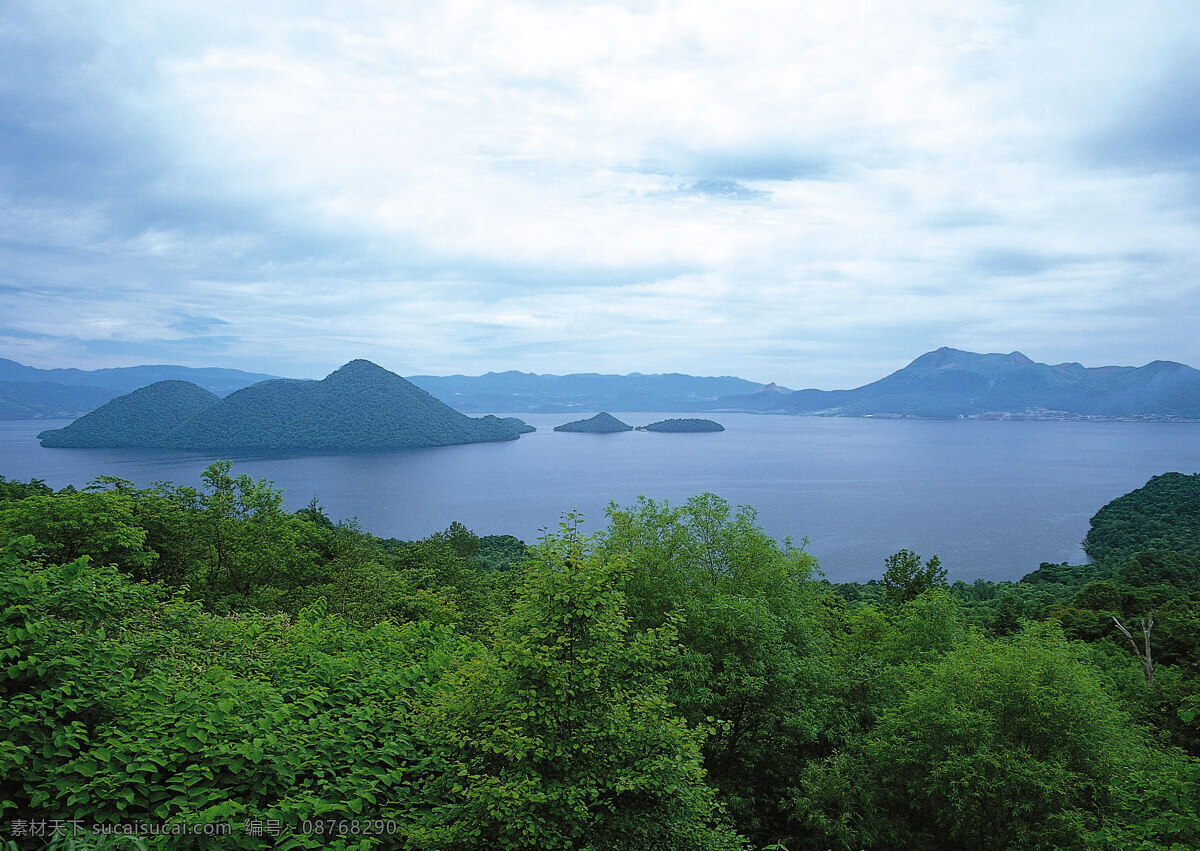 山水风景 大海 大山 海水 蓝天白云 山 石头 树林 树木 天空 家居装饰素材 山水风景画
