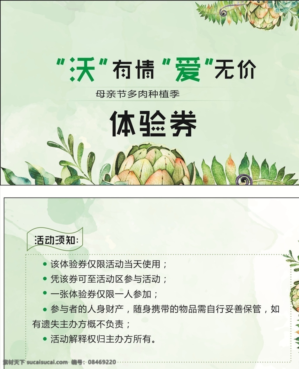 多肉体验券 绿植 肉 diy 多肉 盆景 盆栽 植物 绿色 展板