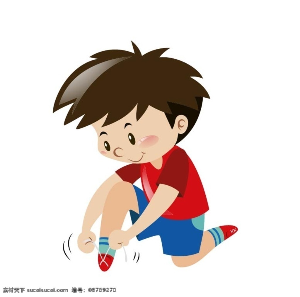 系鞋带 动漫卡通 可爱 画 儿童绘本 儿童画画 矢量图 卡通漫画 贴纸 卡通学生 卡通儿童 卡通设计