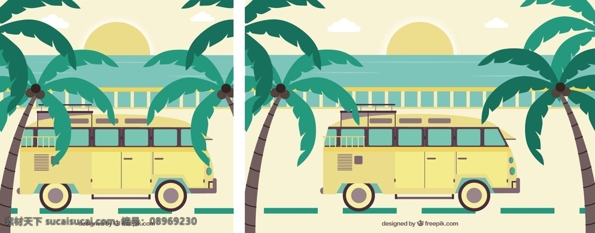 一个 夕阳西下 棕榈树 黄色 校车 背景 树木 夏季 树叶 自然 巴士 热带 植物 环境 棕榈 日落 棕榈叶 天堂 树干 异国情调