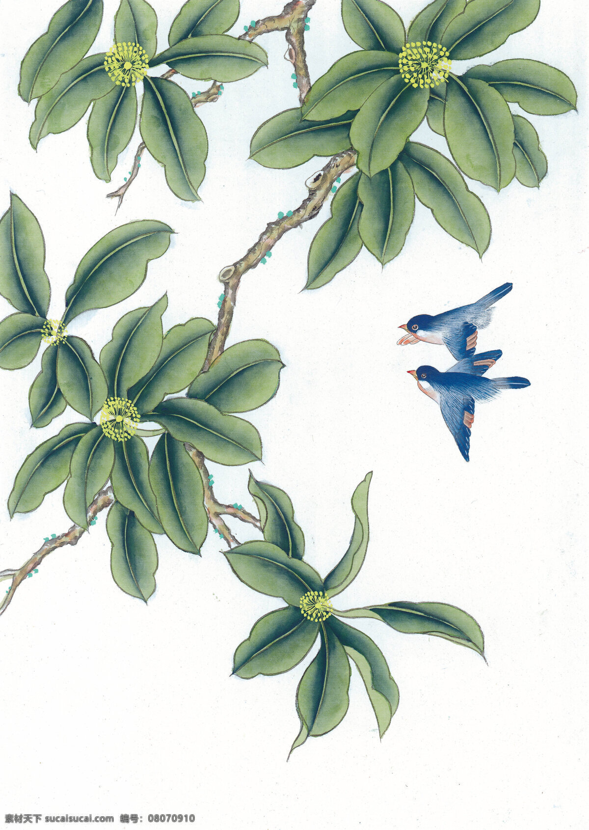 中式 花鸟 工笔画 花朵 花卉 花草 鸟 中国风 中式工笔画 文化艺术 绘画书法