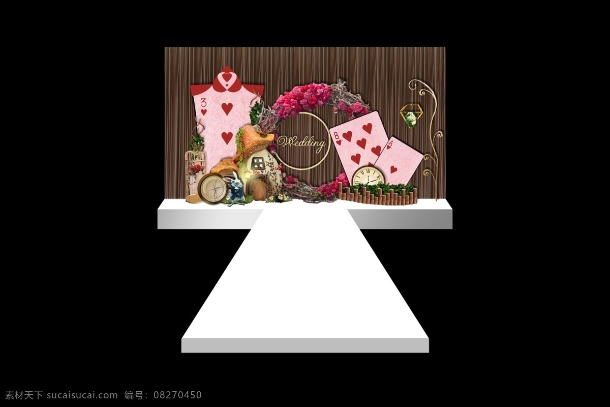婚礼 主 舞台 工装 效果图 爱丽丝 梦游 仙境 小清新 婚礼主舞台 婚礼效果图 森系 扑克牌皇后 红色森系 红色花艺